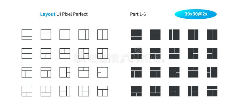 Layout UI Pixel Perfect Well-crafted Vector Thin Line And Solid Icons 30 2x Grid for Web Graphics and Apps. vector illustration