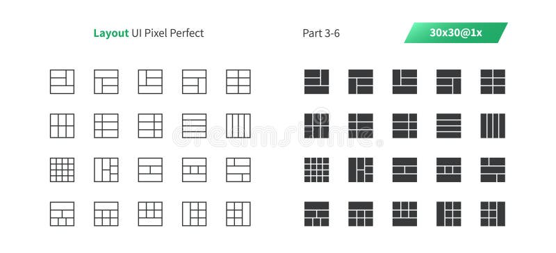 Layout UI Pixel Perfect Well-crafted Vector Thin Line And Solid Icons 30 1x Grid for Web Graphics and Apps. vector illustration