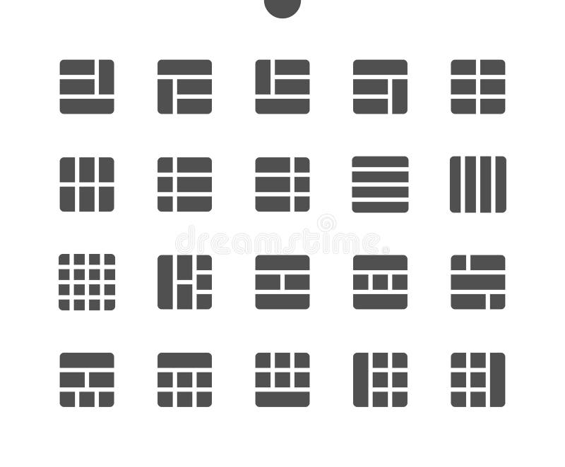 18 Layout v3 UI Pixel Perfect Well-crafted Vector Solid Icons stock illustration