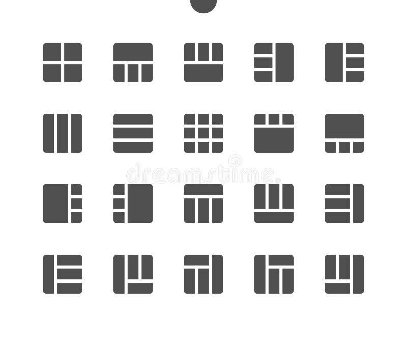 18 Layout v2 UI Pixel Perfect Well-crafted Vector Solid Icons stock illustration