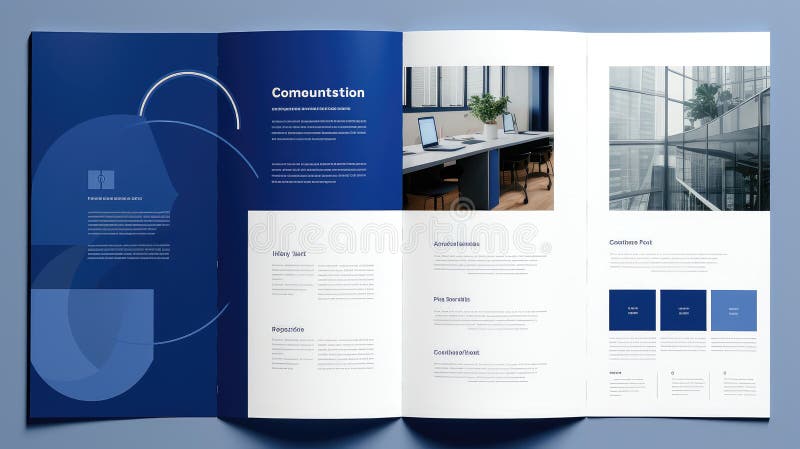 Layout von Bildvorschlägen mit blauen Akzenten lizenzfreie abbildung