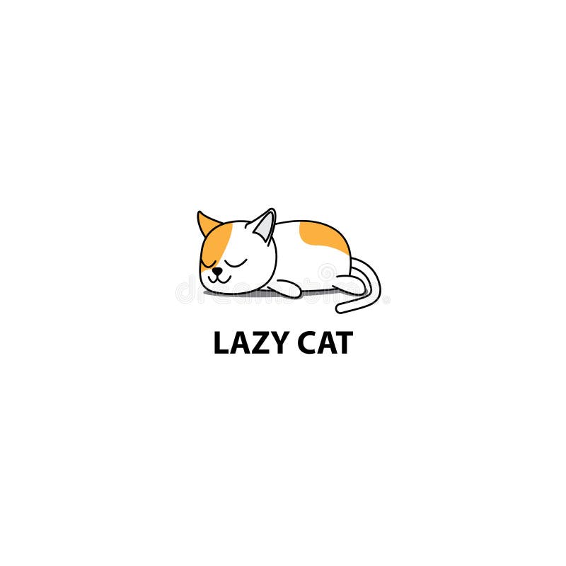 Lazy cat, fat kitten sleeping icon, logo design