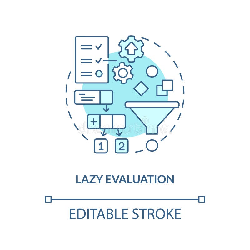 Lazy evaluation turquoise concept icon vector illustration