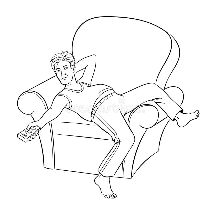 watching tv coloring page