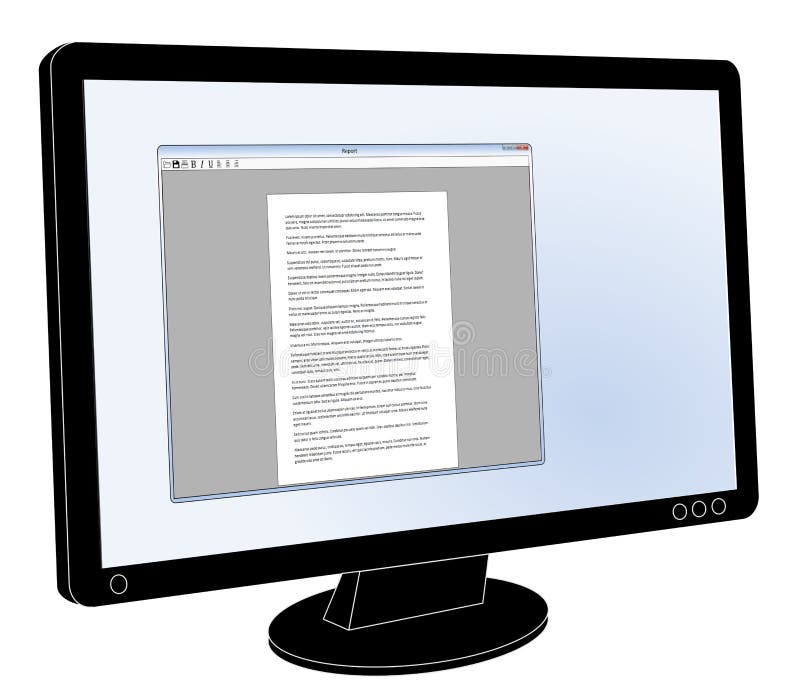 LCD flat screen monitor with generic word processor program open