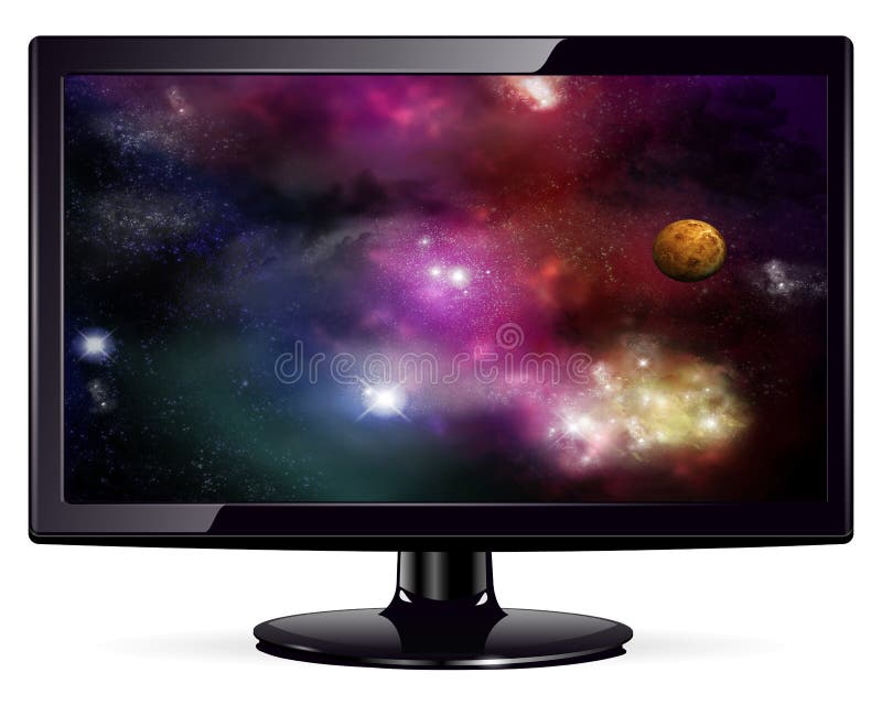 LCD Monitor with space nebula on screen