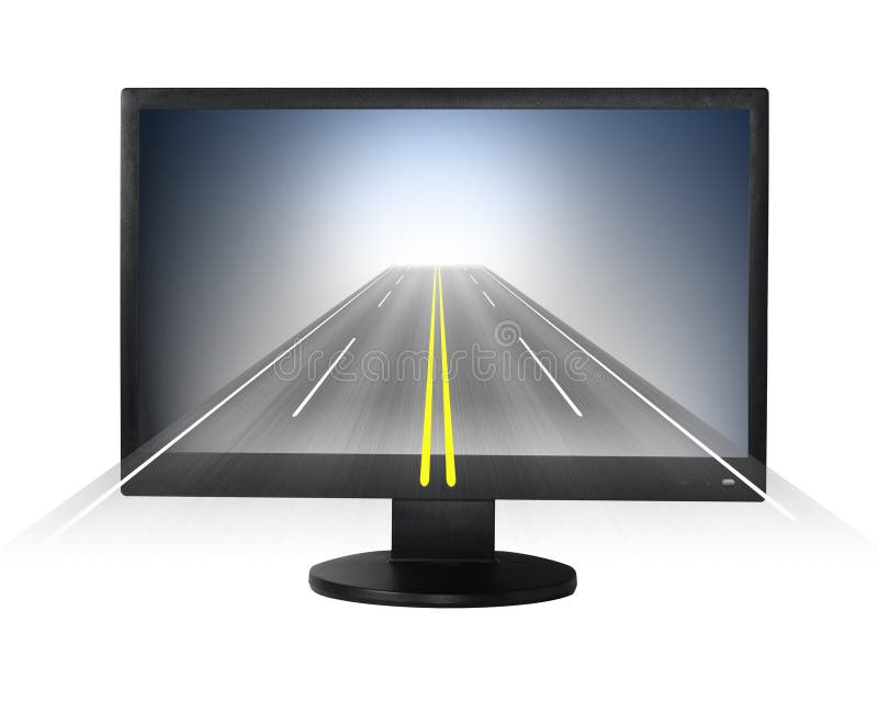 Lcd monitor with road forward. royalty free stock photography