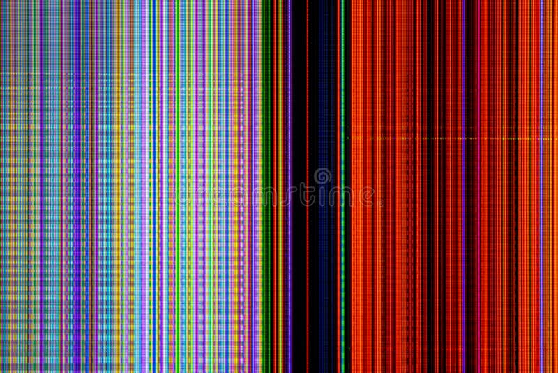 LCD Television with Broken Screen and Colorful Stripes Stock Photo