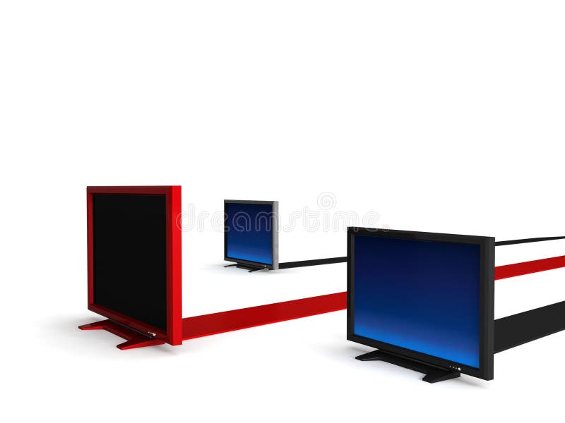 Lcd televisions on stripes