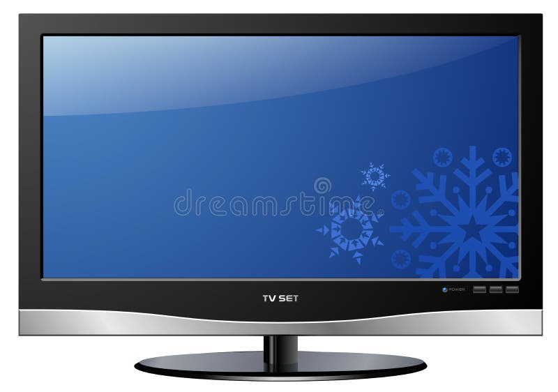 A vector image of an LCD TV, Christmas themed. Lcd tv vector vectors