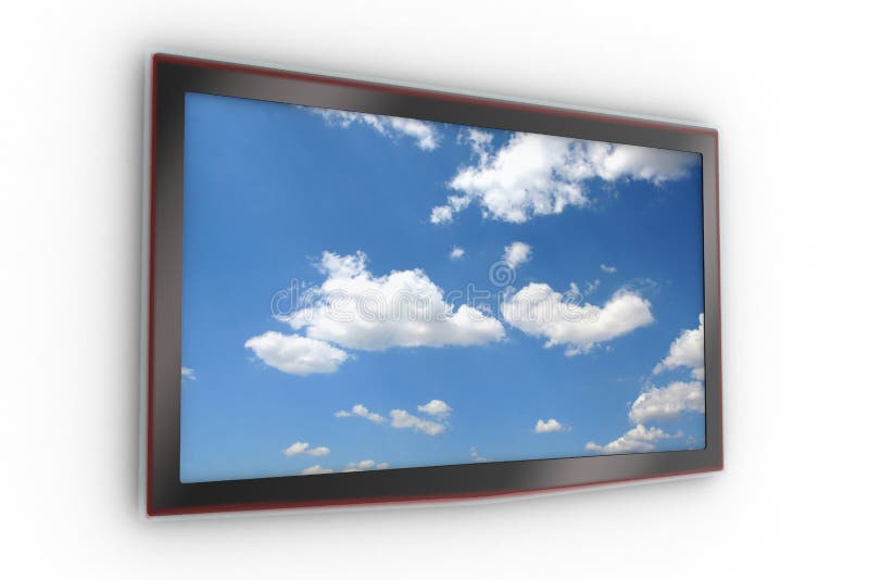 Wall-mounted stylish LCD TV on white backround. Wall-mounted stylish LCD TV on white backround