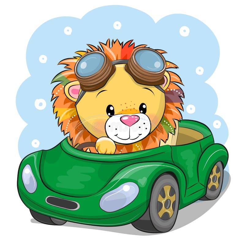 ilustração em vetor colorida do personagem de desenho animado bonito leão  no capacete com óculos andando de moto 2369518 Vetor no Vecteezy