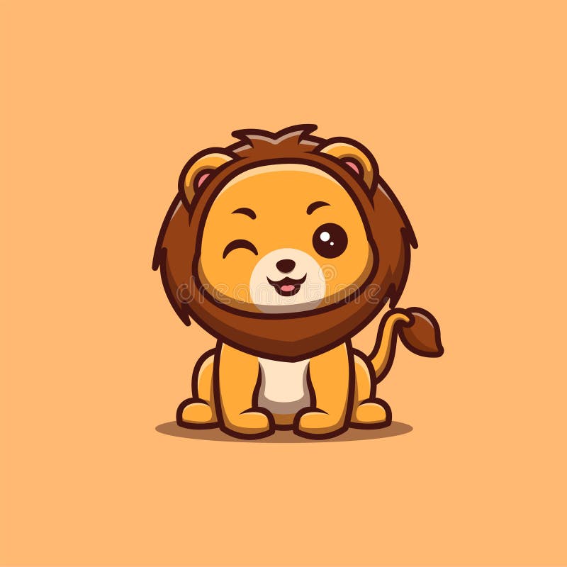 León Sentado Guiñando El Lindo Y Creativo Logo De La Mascota De Dibujos Animados Kawaii Stock de ilustración - Ilustración de pegatinas, icono: 253124453