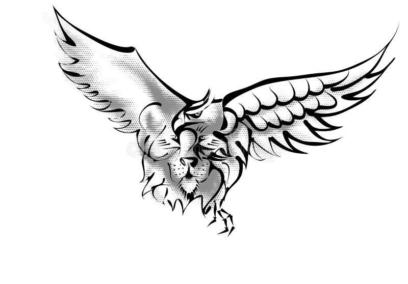 León y águila stock de ilustración. Ilustración de negro - 151452613