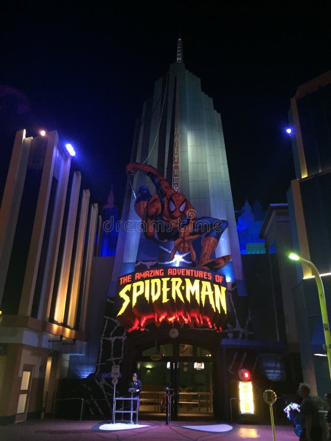 Le avventure stupefacenti dello Spiderman, studi universali Orlando fotografia stock libera da diritti