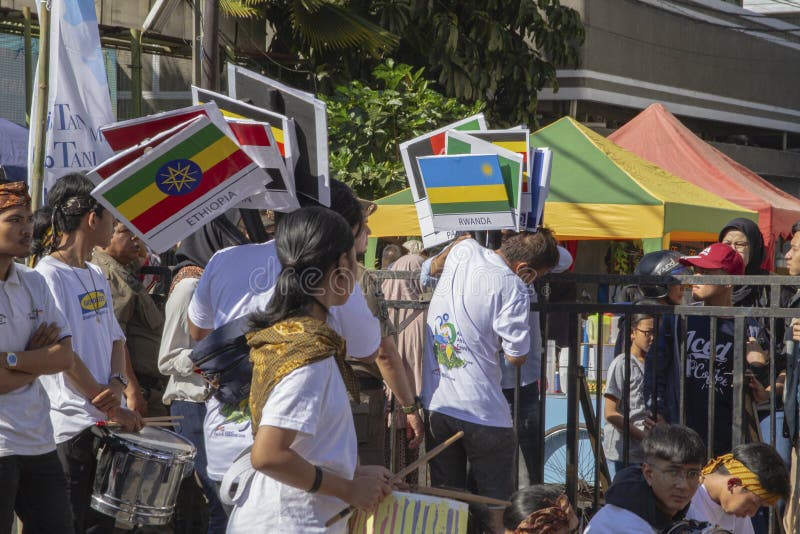 Le bandiere per molti partecipanti dai paesi differenti nel festival 2019 dell'Asia Africa fotografie stock Le bandiere per molti partecipanti dai paesi differenti nel festival 2019 dell'Asia Africa fotografie stock