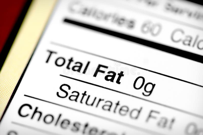 Nutritional label with focus on fats. Nutritional label with focus on fats.