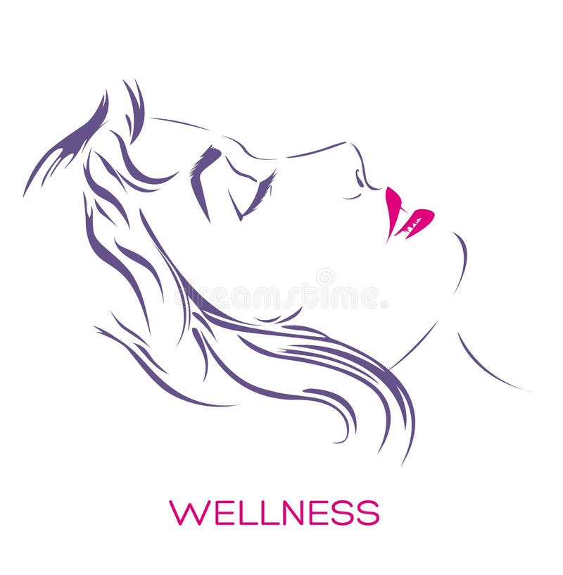Le beaux portrait de profil de femme, station thermale et logo de bien-être, encre frotte l'illustration de vecteur d'isolement s illustration stock Le beaux portrait de profil de femme, station thermale et logo de bien-être, encre frotte l'illustration de vecteur d'isolement s illustration stock