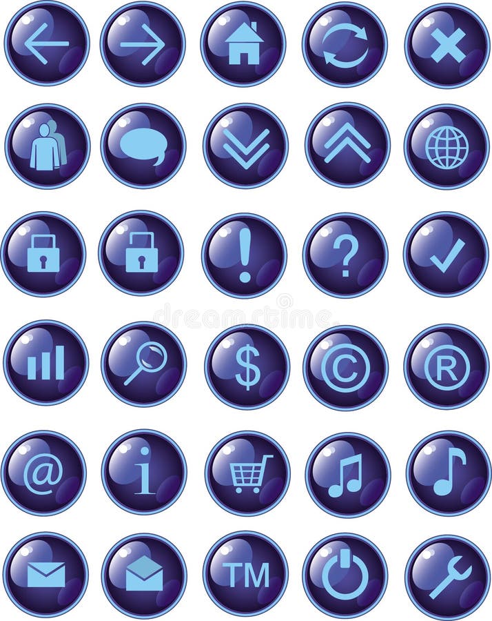 le bleu boutonne le Web neuf de graphismes foncés illustration stock le bleu boutonne le Web neuf de graphismes foncés illustration stock