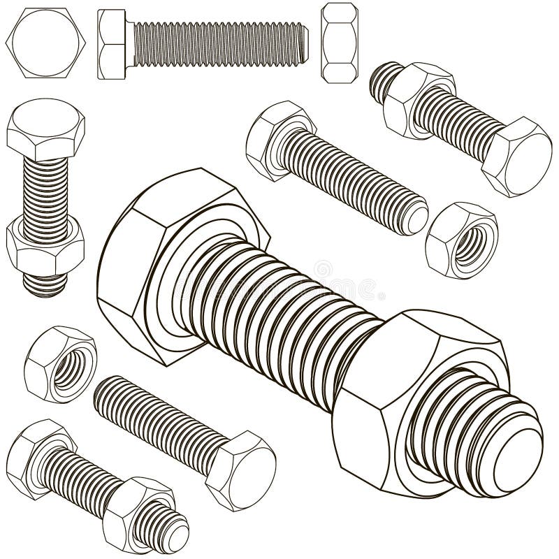 Vis En Métal Éléments En Acier De Construction De Tête De Rivet D'écrou De  Vis De Boulon Ensemble De Vecteur D'isolement Par Boul Illustration de  Vecteur - Illustration du chrome, éléments: 133343903