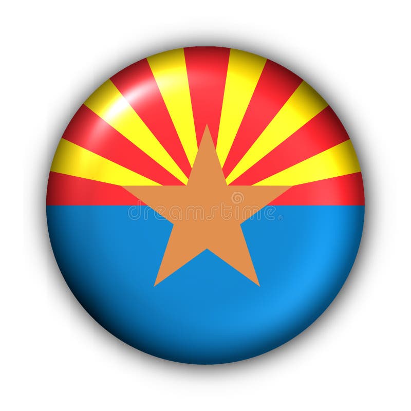 Le bouton rond Etats-Unis indiquent l'indicateur de l'Arizona illustration stock Le bouton rond Etats-Unis indiquent l'indicateur de l'Arizona illustration stock