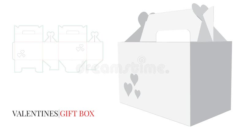 Le boîte-cadeau de Valentine avec la poignée, boîte du coeur de Valentine