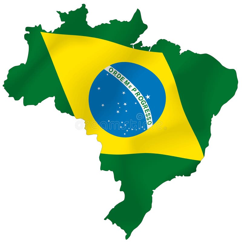 Vector illustration of a map and flag from Brazil. Vector illustration of a map and flag from Brazil