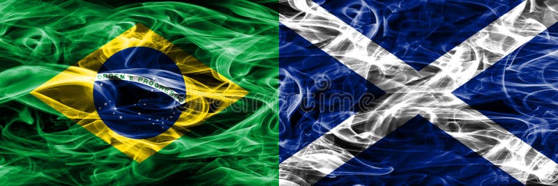 Brazil vs Scotland smoke flags placed side by side. Brazil vs Scotland smoke flags placed side by side.