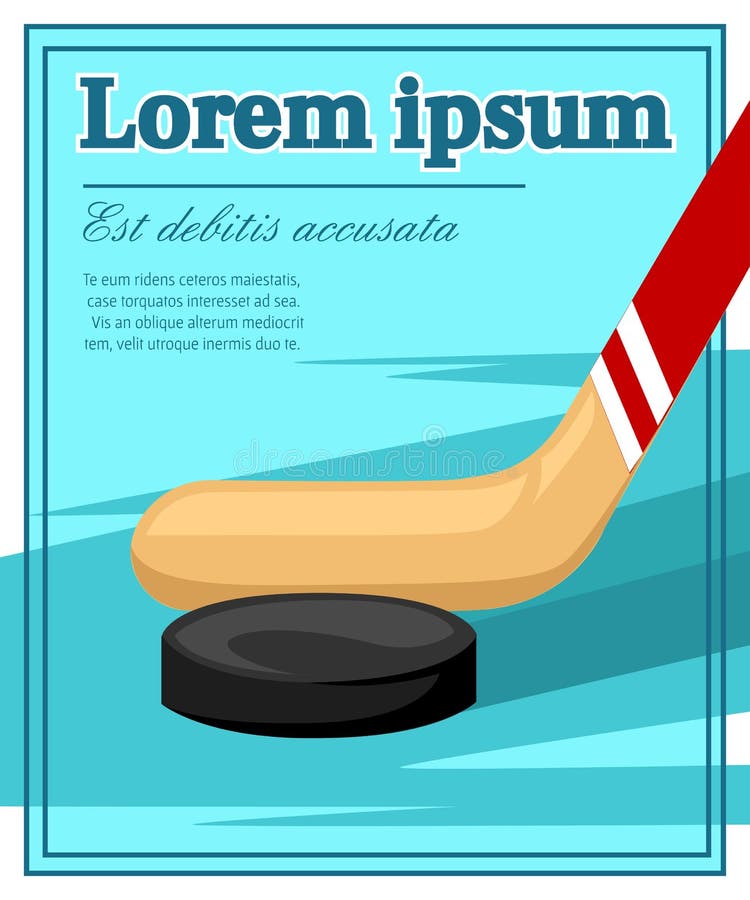 Le bâton de hockey et le joint dirigent l'illustration sur le fond de turquoise avec l'endroit pour votre texte illustration de vecteur Le bâton de hockey et le joint dirigent l'illustration sur le fond de turquoise avec l'endroit pour votre texte illustration de vecteur