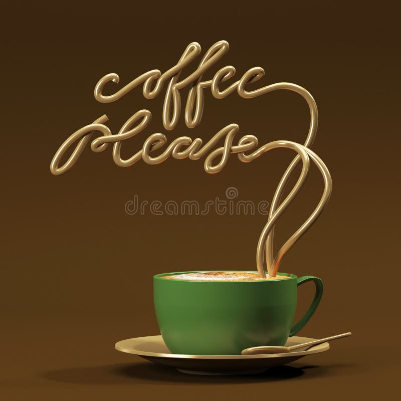 Le café citent svp avec la tasse, rendu de l'affiche 3D de typographie illustration de vecteur Le café citent svp avec la tasse, rendu de l'affiche 3D de typographie illustration de vecteur