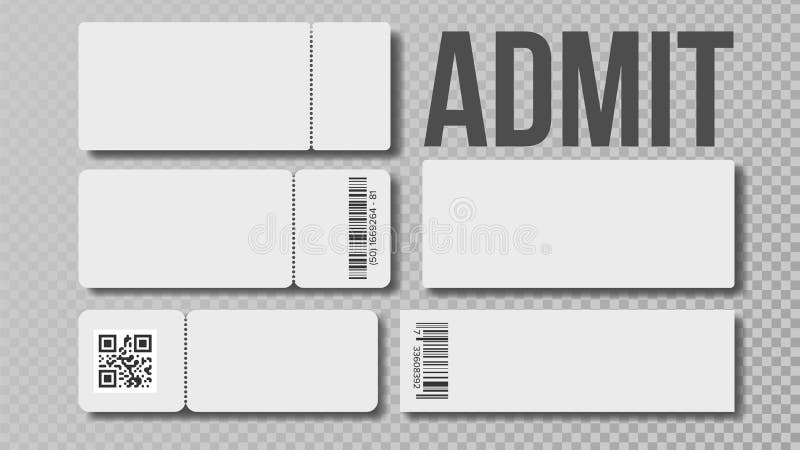 Le calibre de blanc de conception de admettent le vecteur d'ensemble de billet illustration libre de droits Le calibre de blanc de conception de admettent le vecteur d'ensemble de billet illustration libre de droits