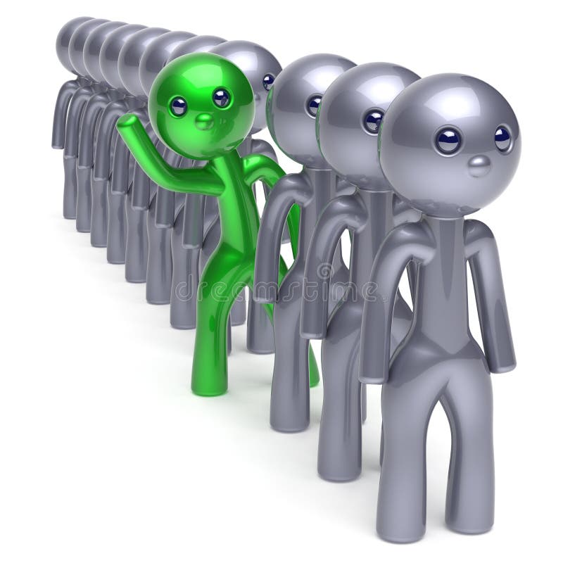 Le caractère d'homme d'individualité, se tiennent du vert de foule illustration libre de droits Le caractère d'homme d'individualité, se tiennent du vert de foule illustration libre de droits
