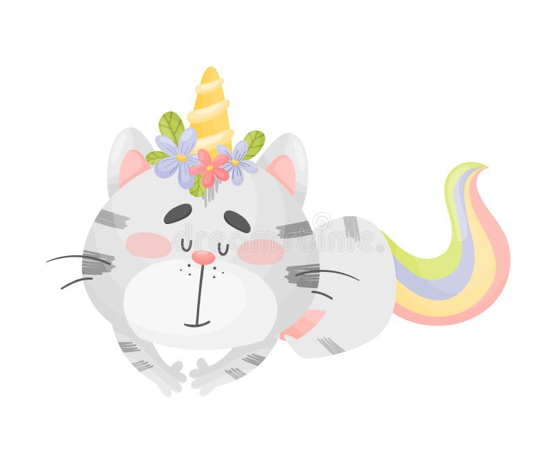 Le chat de Unicorn dort Illustration vectorielle sur fond blanc illustration libre de droits Le chat de Unicorn dort Illustration vectorielle sur fond blanc illustration libre de droits