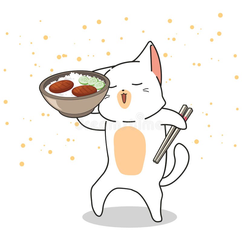 Le Chat Kawaii Tire A La Main Tient Un Bol De Riz Avec De La Viande Illustration De Vecteur Illustration Du Main Chat Le Chat Kawaii Tire A La Main Tient Un Bol De Riz Avec De La Viande Illustration De Vecteur Illustration Du Main Chat