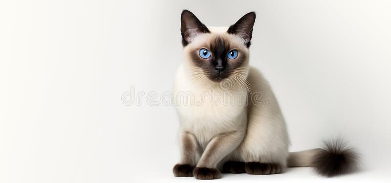 Chat Siamois Assis Sur Le Parquet. Chat Thaï Aux Yeux Bleus Regardant La  Caméra. Chat Brun Sur Une Table En Bois Photo stock - Image du beau, brun:  243267928