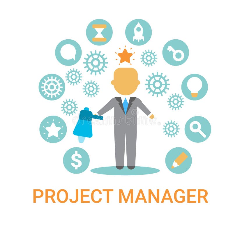 Le Chef Banner D'Icon Business Process De Chef De Projet Illustration