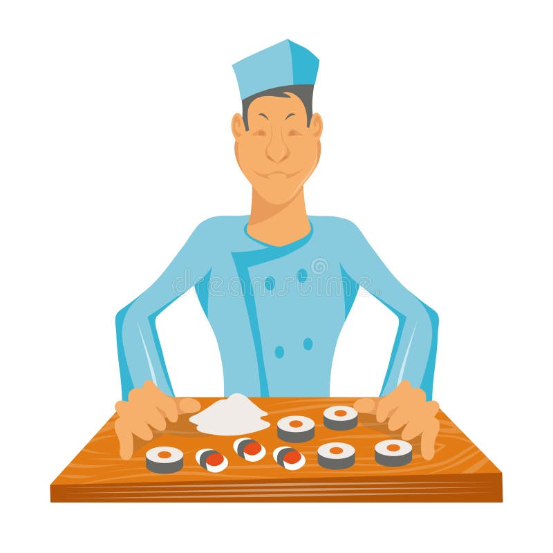 Le chef professionnel fait des sushi Chef dans un chapeau ? cuire Cuisinier au travail Hef de ¡ de Ð faisant cuire le repas gastr