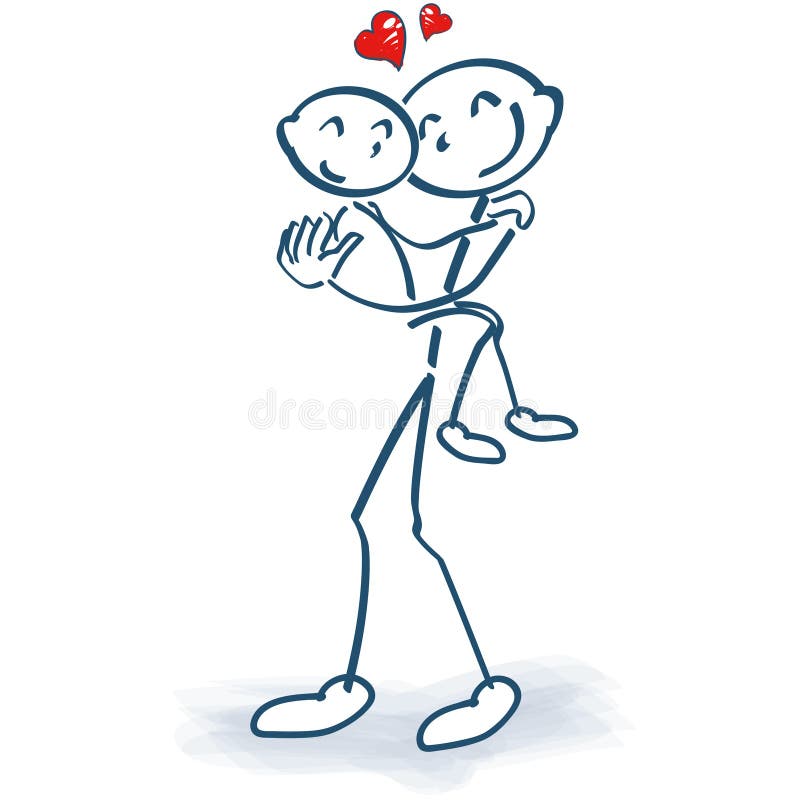 Le chiffre de bâton étreint un enfant illustration stock Le chiffre de bâton étreint un enfant illustration stock