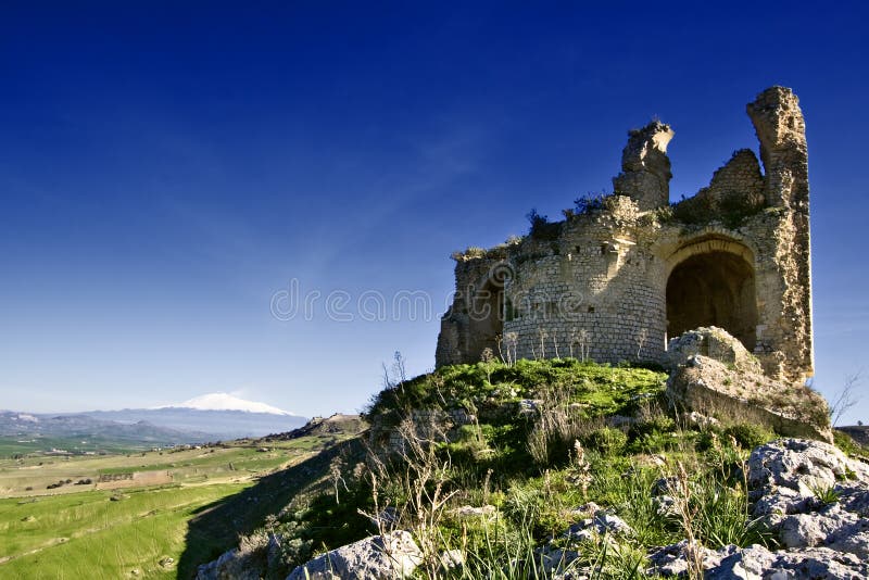 Mongialino Castle very old medieval castle in Mineo country - Catania - Sicily - Italy. Mongialino Castle very old medieval castle in Mineo country - Catania - Sicily - Italy