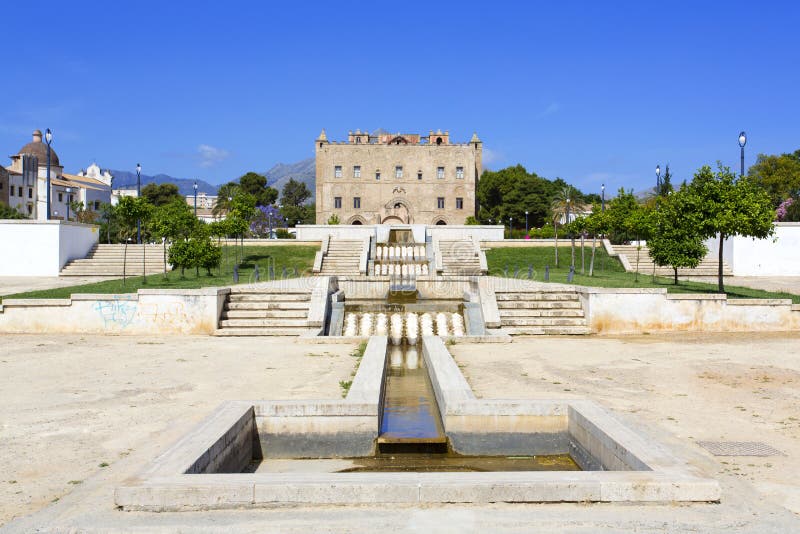 Beautiful view of the Zisa Castle in Palermo, Sicily. Italy. Beautiful view of the Zisa Castle in Palermo, Sicily. Italy