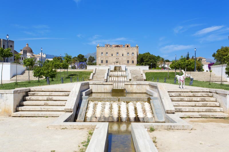 Beautiful view of the Zisa Castle in Palermo, Sicily. Italy. Beautiful view of the Zisa Castle in Palermo, Sicily. Italy