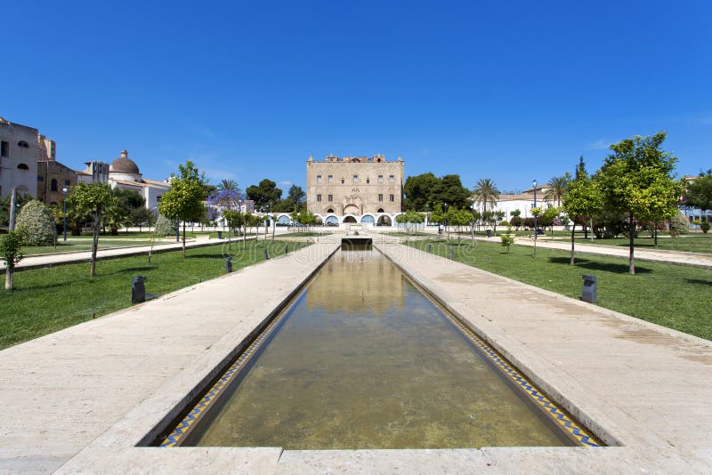 Beautiful view of the Zisa Castle in Palermo, Sicily. Italy. Beautiful view of the Zisa Castle in Palermo, Sicily. Italy