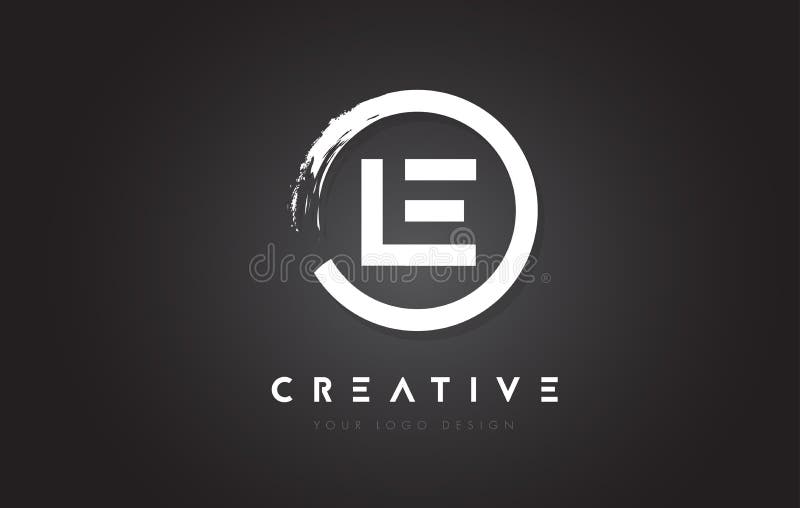 LE Circular Letter Logo with Circle Brush Design and Black Background. stock illustration