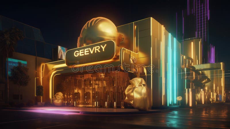 Le città d'oro si divertono in modo immenso : sale giochi vr e teatri olografici illustrazione di stock