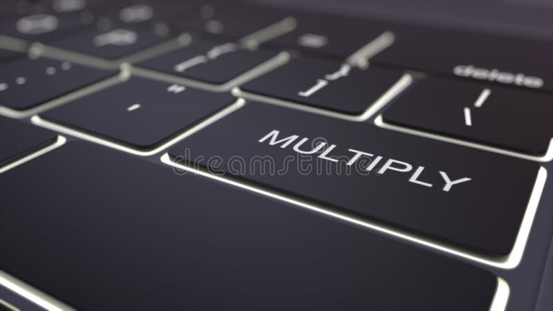 Le clavier d'ordinateur lumineux noir et multiplient la clé Rendu 3d conceptuel illustration libre de droits Le clavier d'ordinateur lumineux noir et multiplient la clé Rendu 3d conceptuel illustration libre de droits