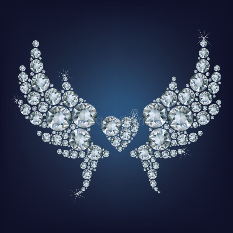 Le coeur avec des ailes a fait beaucoup de diamants illustration stock Le coeur avec des ailes a fait beaucoup de diamants illustration stock