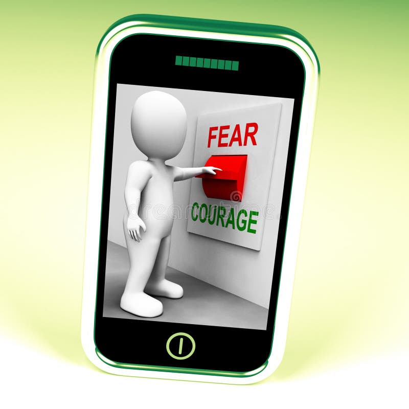 Le commutateur de crainte de courage montre effrayé ou audacieux