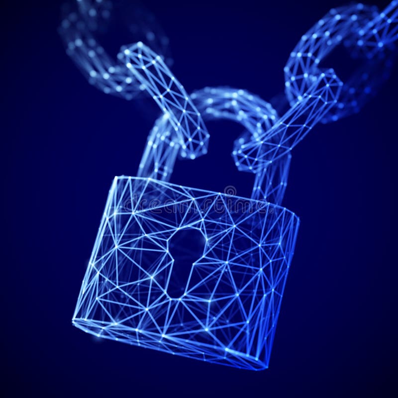 Le concept de la protection de données numériques : une serrure fermée polygonale sur la chaîne illustration de vecteur Le concept de la protection de données numériques : une serrure fermée polygonale sur la chaîne illustration de vecteur