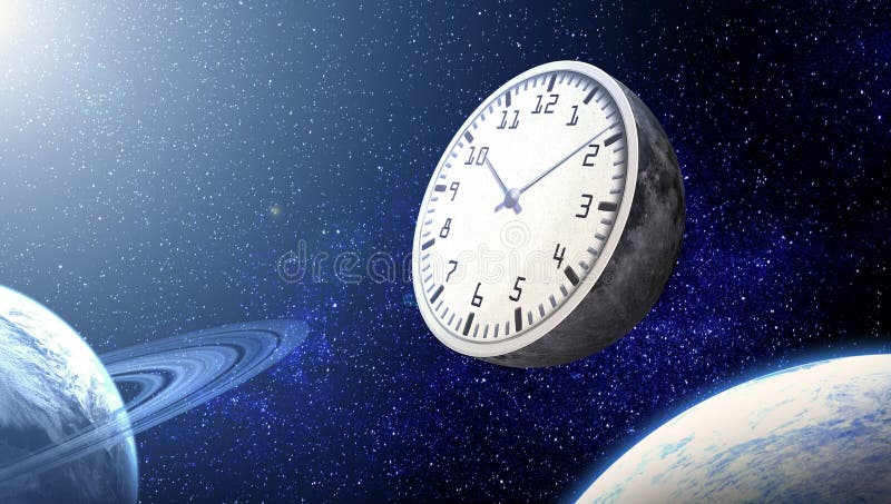 Le concept du temps La lune sous forme d'horloge contre illustration libre de droits Le concept du temps La lune sous forme d'horloge contre illustration libre de droits