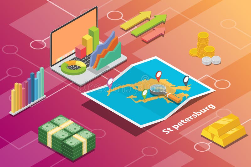 Le concept financier isométrique d'état d'économie de ville de St St Petersburg pour décrivent la croissance de villes pour augme illustration de vecteur Le concept financier isométrique d'état d'économie de ville de St St Petersburg pour décrivent la croissance de villes pour augme illustration de vecteur